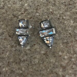 Silpada Silver Clear Crystal Geometric Stud Earrings